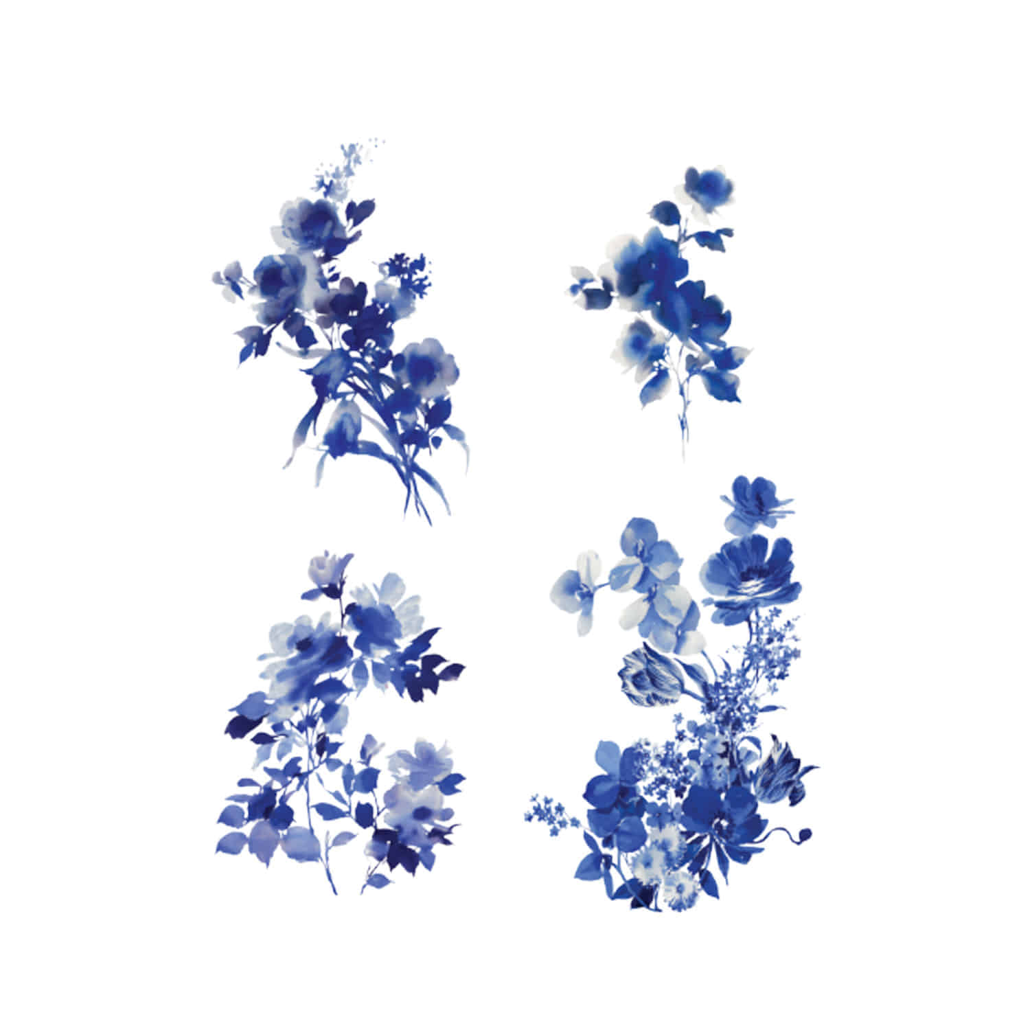 태틀리 Blue Florals 타투스티커 세트 8매