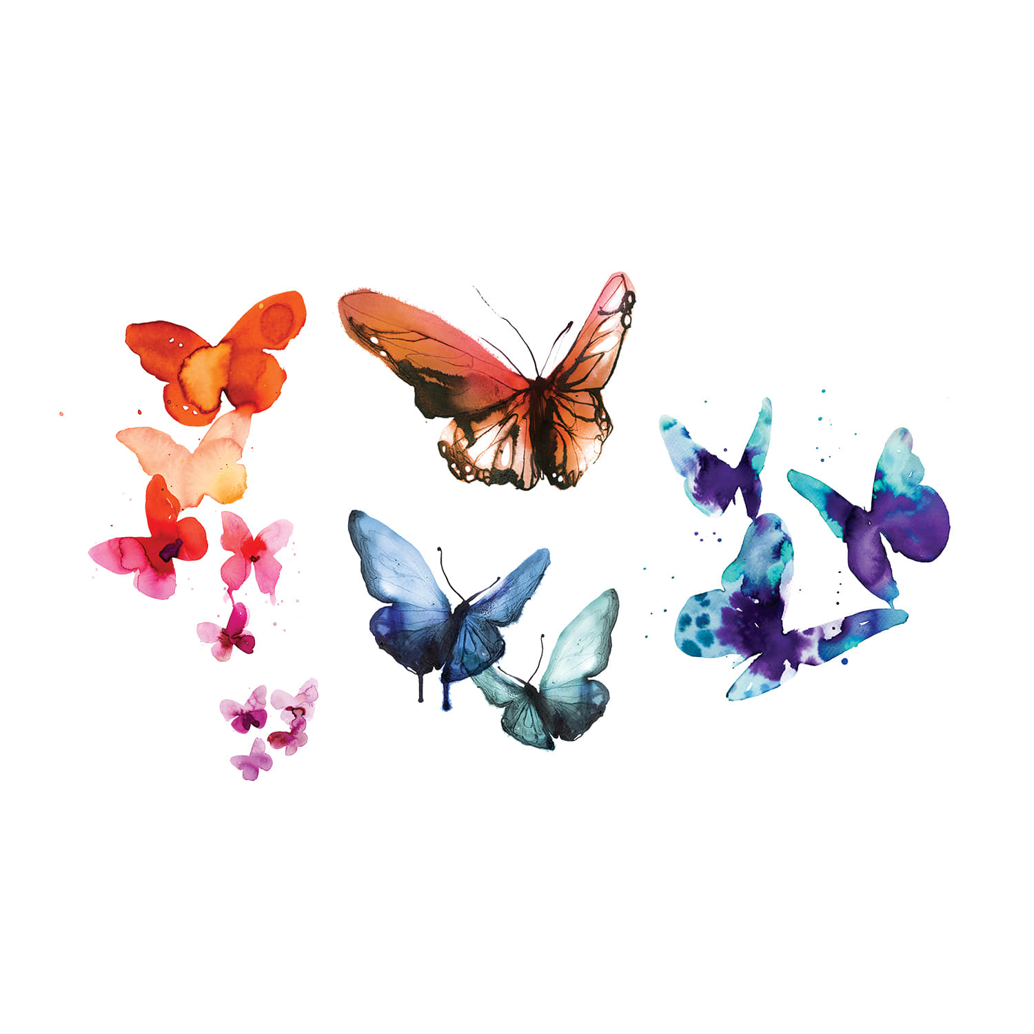 태틀리 Watercolor Butterflies 타투스티커 세트 8매