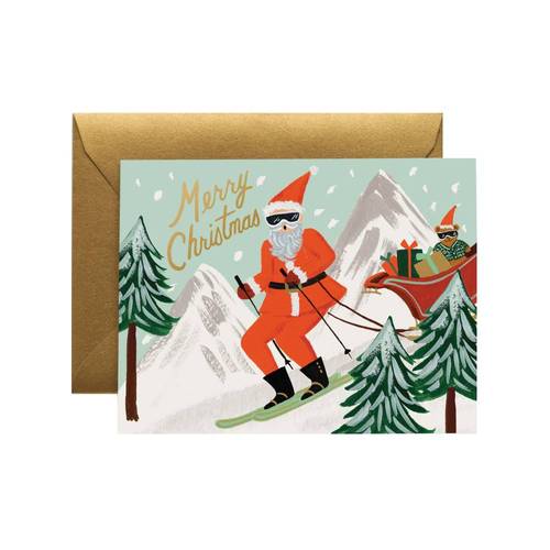 라이플페이퍼 Skiing Santa Card 크리스마스 카드